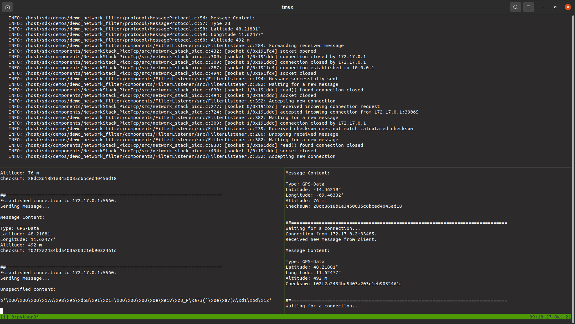 "Demo Network Filter for Nitrogen6_SoloX - tmux Example"